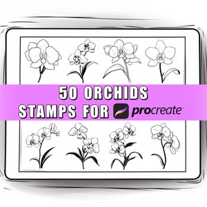 50 Orchids Procreate Stamps Brushes | Procreate Orchid | Procreate Flower | Orchid Stamps | Flower Stamp | Procreate plant | Botanical stamp