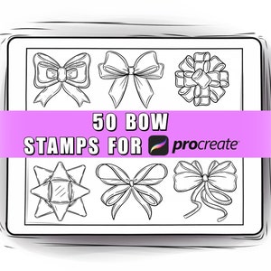 50 Bow Procreate Stamps Brushes | Ribbon Procreate Stamps | Christmas Bow | Hair Bow Tie | Ribbon Bow | Bow Brushes Stamps for Procreate