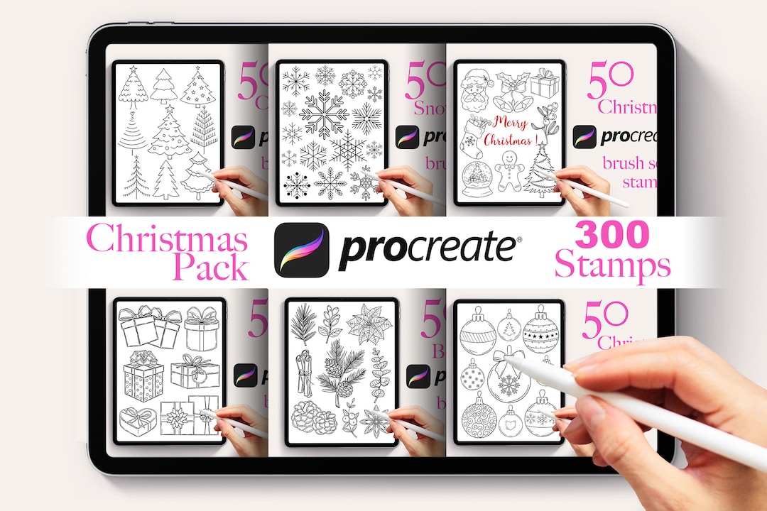 300 Pack Christmas Procreate Stamps | Christmas Stamps Bundle | Winter ...