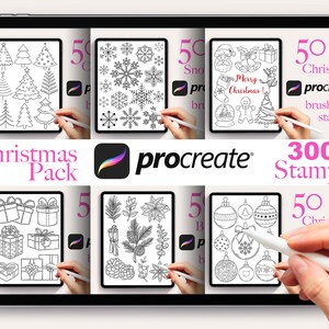 Paquete de 300 sellos navideños Procreate / Paquete de sellos navideños / Sellos de invierno / Juego de sellos navideños Procreate / Paquete de pinceles para iPad