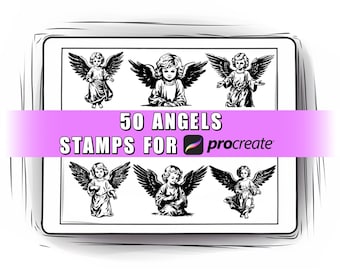 50 pinceaux pour tampons procréer des anges | Ange procréer | Timbres d'ange | Brosses d'ange | Saint-Valentin | Procréez Cupidon | Gothique procréer