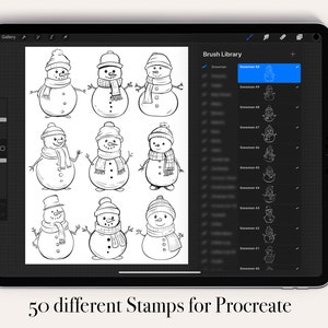 50 Snowman Procreate Stamps Brushes | Christmas Procreate | Snowman ...