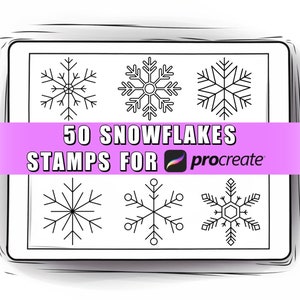 50 Snowflakes Procreate Stamps | Procreate winter brushes | Snowflakes Procreate Brushes | Christmas Brushes | Procreate snow brushes