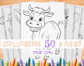 50 boerderijdieren kleurplaten voor kinderen | Boerderij kleurplaten | Kleurboek voor kinderen | Dier | Lakens boerderijdieren | Dierenkleuring