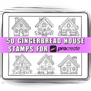 50 Gingerbread House Procreate Stamps Brushes | Procreate Gingerbread | Procreate Christmas | Procreate winter | Holiday | Christmas Stamps