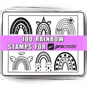 100 Procreate Rainbow Stamp Brushes | Rainbow Procreate Stamps | Procreate Rainbow Brush | Procreate Rainbow