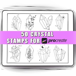 50 Crystal Procreate Stamps | Crystal Procreate Brushes| Crystal Stamps | Crystal Tattoo | Witchcraft Procreate Stamps l Gems l iPad