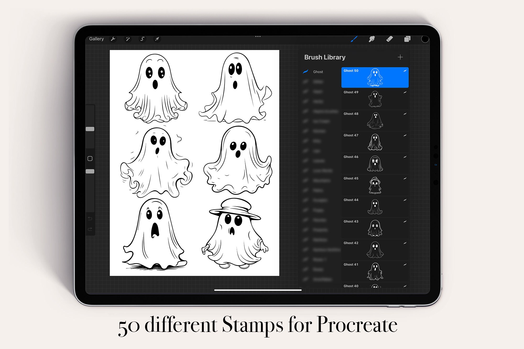50 Ghost Procreate Stamps | Halloween Procreate Stamps | Procreate ...