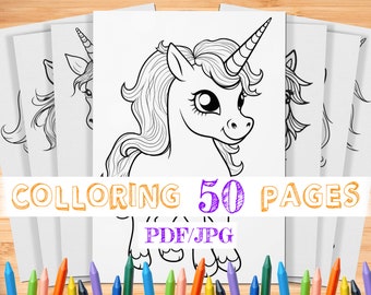 50 Unicorns Coloring Pages for Kids | Unicorn Coloring Pages | Kids Coloring Book | Digital Coloring Pages | Unicorn Coloring Sheets