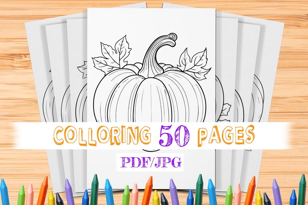 50 Pumpkin Coloring Pages for Kids: Autumn & Halloween (PDF/JPG) - Etsy