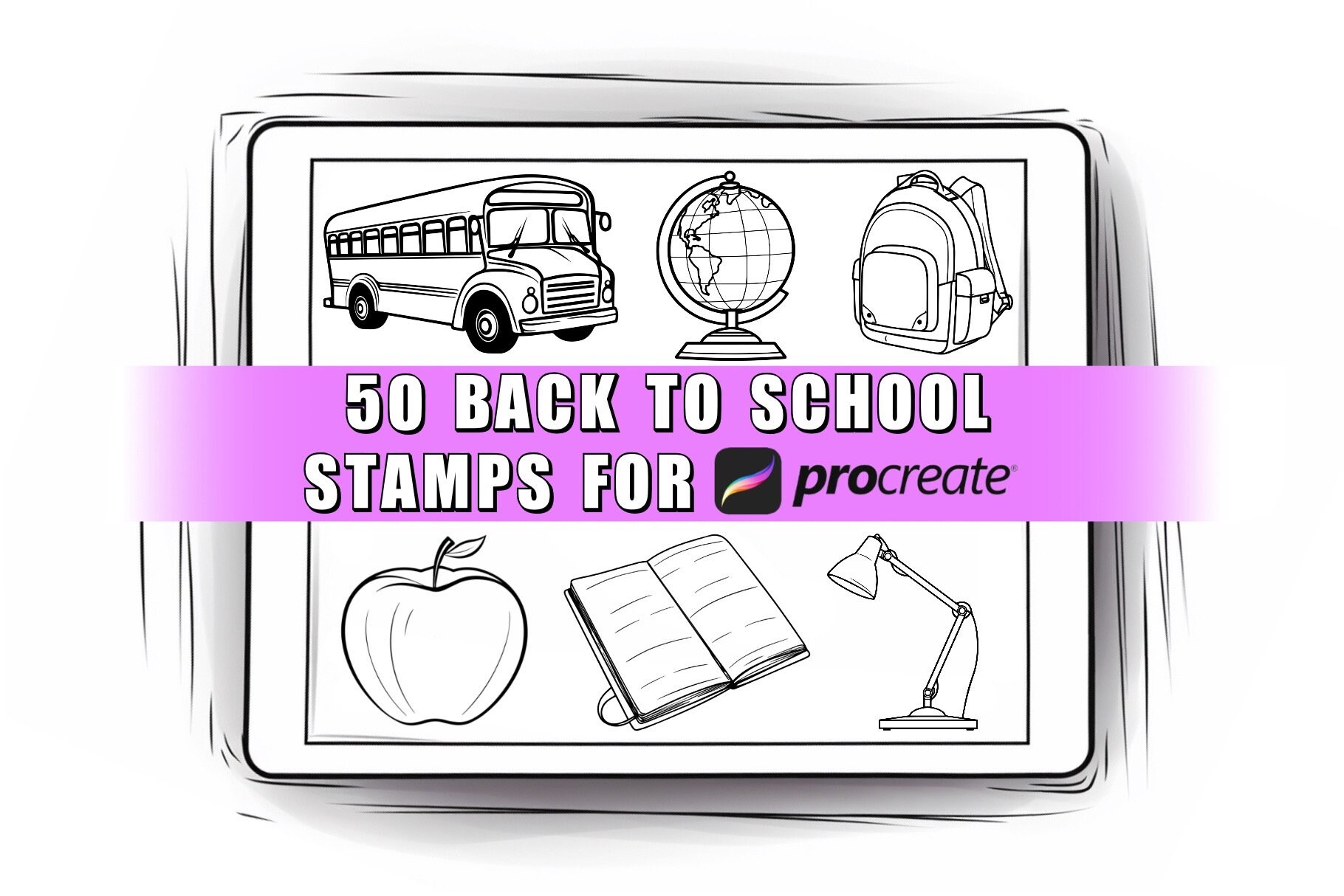 50 School Procreate Stamps Brushes | Education Procreate Stamps | Teacher Stamps | Procreate School | Science Stamps | Back to school