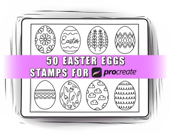 50 Easter Eggs Procreate Stamps | Easter Egg Procreate Stamps | Procreate Easter | Easter Egg Procreate | Easter Procreate Brush | Egg Stamp
