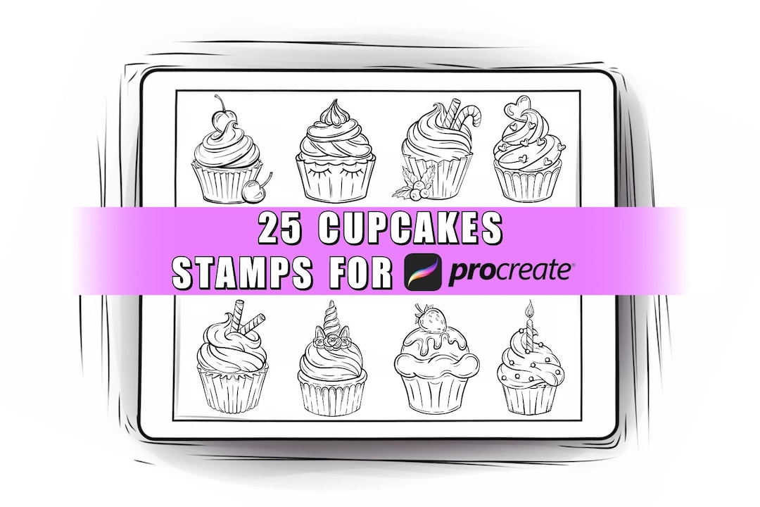 25 Cupcakes Procreate Stamps Sweets & Treats Stamps Cupcakes Procreate Brushes Cupcakes Stamp