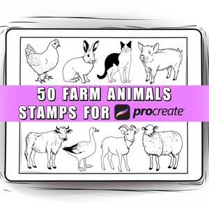 50 Farm animals Procreate Stamps | Farm Procreate Stamps | Procreate Animals | Procreate Farm | Farm animals | Farmhouse | Procreate farmer