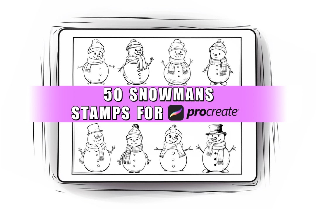 50 Snowman Procreate Stamps Brushes | Christmas Procreate | Snowman ...
