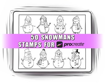 50 Snowman Procreate Stamps Brushes | Christmas Procreate | Snowman Stamps | Christmas Stamps | Snowman Clipart | New Year stamp | Procreate