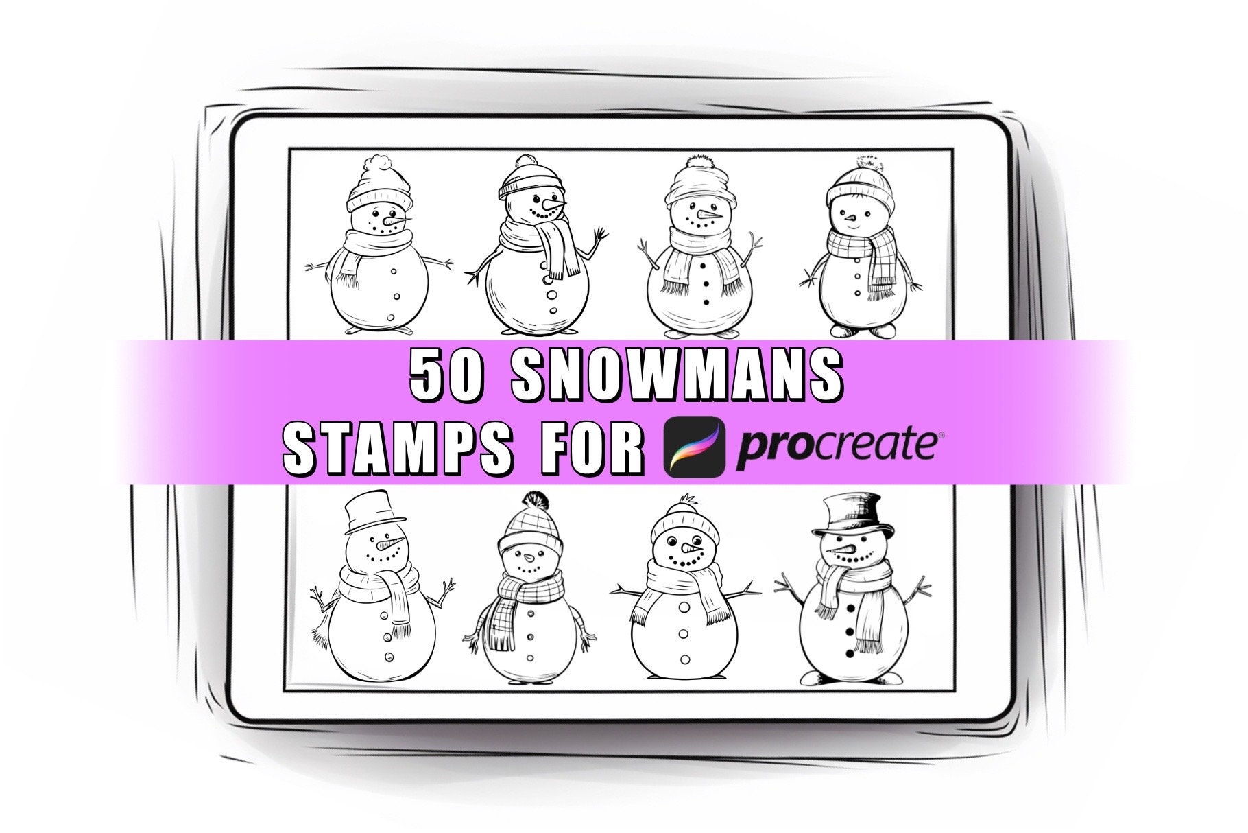 50 Snowman Procreate Stamps Brushes | Christmas Procreate | Snowman ...