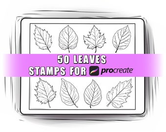 50 Blätter Procreate Briefmarken | Blatt Procreate Pinsel | Herbst Stempel | Blätter Muster | Botanische Pinsel | Boho Blätter | Procreate Herbst