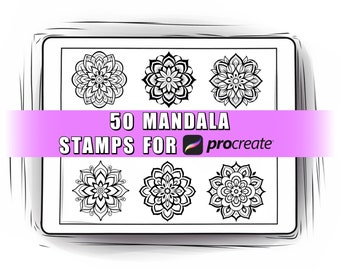 50 Mandala Procreate Stamps Brushes: Ornament Designs (Digital Download)