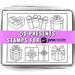 50 Gift Box Present Procreate Stamps| Gift Box Brushes| Procreate Christmas Present | Birthday Present | Christmas Gift | Procreate Gift Box