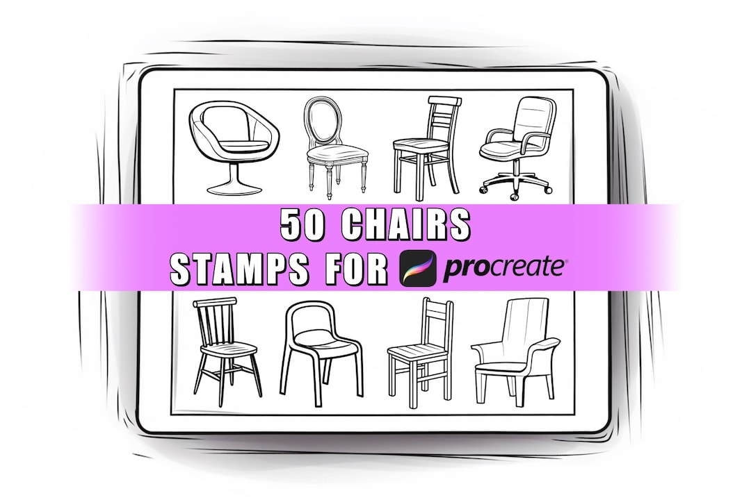 50 Chairs Procreate Stamps: Furniture Design Brushes (digital Download ...