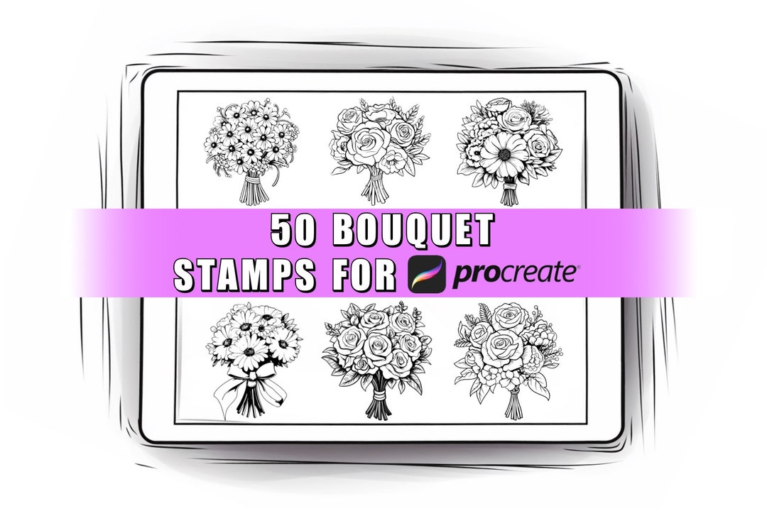 50 Bouquet Procreate Stamps Brushes | Procreate Bouquet | Procreate ...