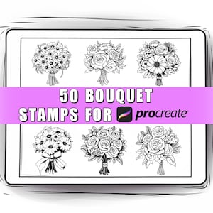 50 Blumenstrauß Procreate Briefmarken Pinsel | Procreate Blumenstrauß | Blumen zaubern | Blumenstrauß Stempel | Procreate Hochzeit l Procreate Valentine