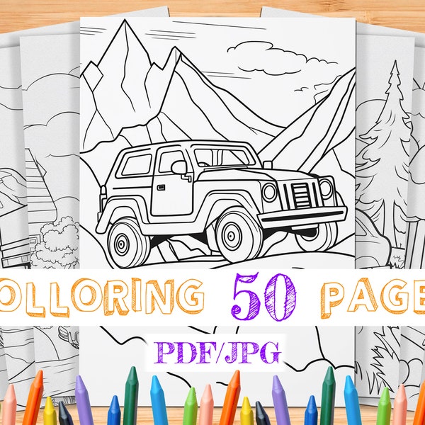 50 Cars Coloring Pages for Kids | Car Coloring Pages | Kids Coloring Book | Digital Coloring Pages | Car Coloring Sheets | Car Coloring Book