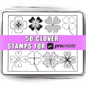 50 Clovers Procreate Stamps Brushes | Clover Procreate Stamp | Procreate Saint Patrick’s Day | Procreate Four Leaf Clover | Lucky Shamrock