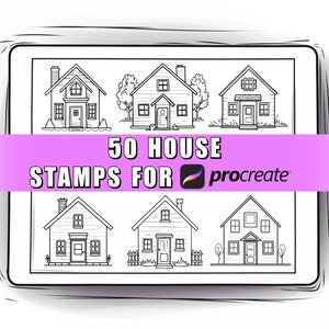 50 House Procreate Stamps Brushes | Procreate House | Procreate Home | Procreate Building | House stamps | Cottage | Town | City | Stamps
