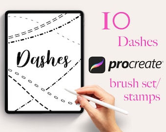 10 種類の Dashes Procreate ブラシ | Procreate 用破線ブラシ | Dashes Procreate スタンプ | Dashes ブラシ | Dashes Procreate スタンプ