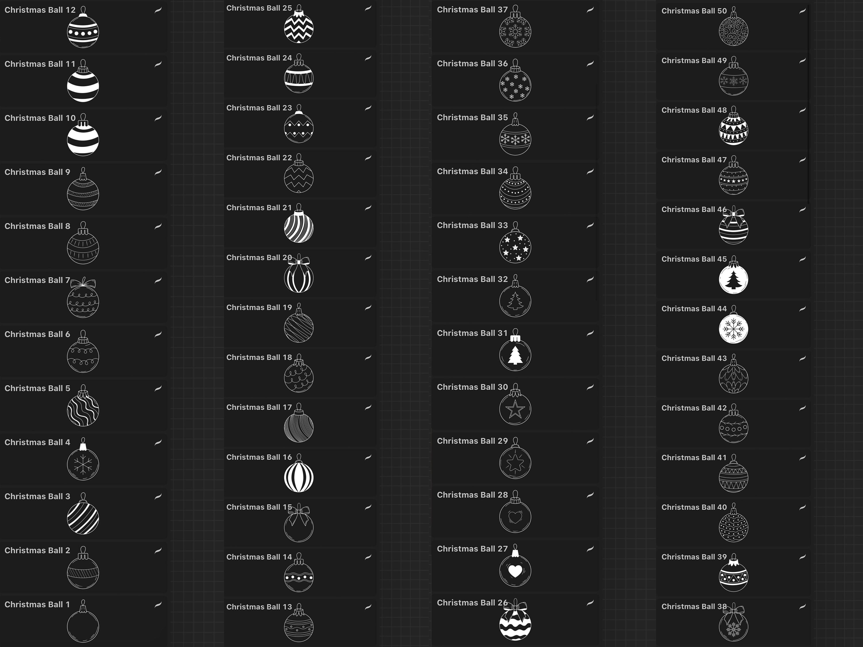 50 Christmas Balls Procreate Stamps Brushes Procreate Winter - Etsy