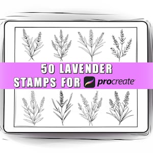 50 Lavender Procreate Stamps: Botanical Flower Brushes (Digital Download)