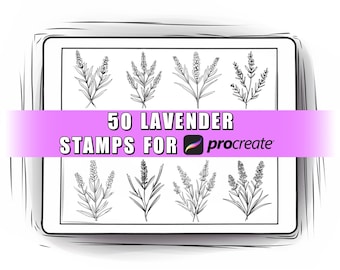 50 Lavender Procreate Stamps: Botanical Flower Brushes (Digital Download)