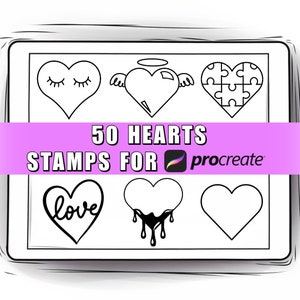 50 Herzen Procreate Briefmarken | Herzen Procreate Pinsel | Herzen Stempel | Herzen Tattoo | Love Procreate Stamps l Liebe l Herzen l iPad