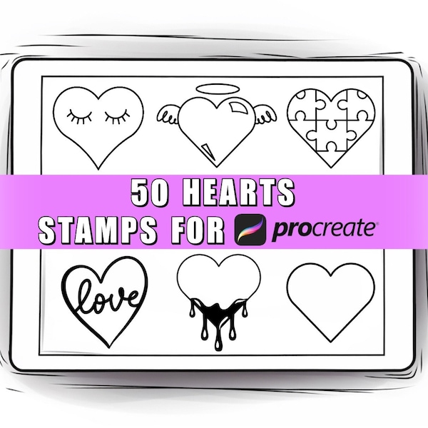 50 Hearts Procreate Stamps | Hearts Procreate Brushes| Hearts Stamps | Hearts Tattoo | Love Procreate Stamps l Love l Hearts l iPad