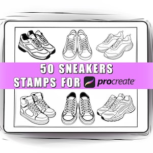50 Sneakers & Boots Procreate Stamps: Fashion Brushes (Digital Download)