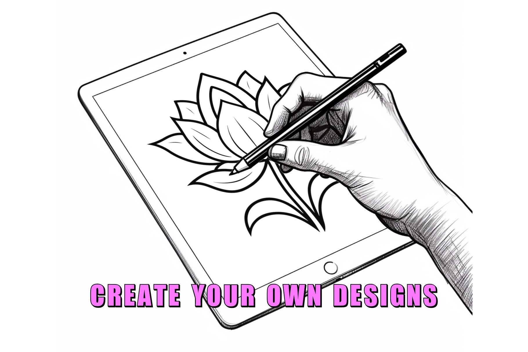 50 Lotus Procreate Stamps: Botanical Flower Brushes (digital Download ...