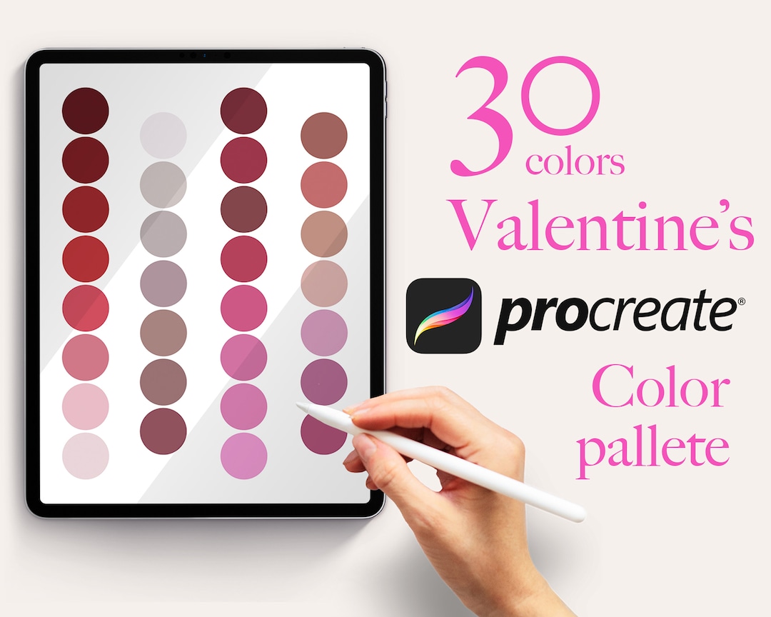 Procreate Valentine's Day Color Palette | 30 Color Swatches | Love Color Palette | Pink Red ...