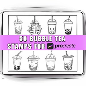 50 Bubble Tea Procreate Stempel Pinsel | Luftblase Tee | Procreate Tassen | Bubble Tea Stempel | Procreate Tee | Procreate Getränk