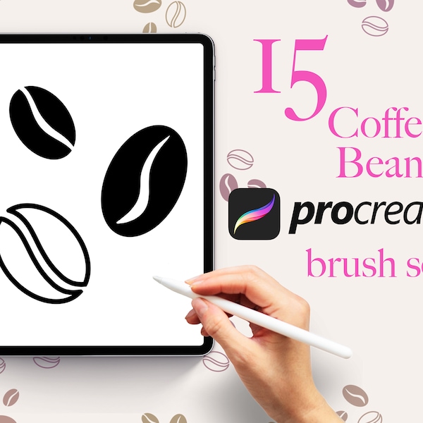 15 Coffee Beans Brushes | Coffee Procreate | Coffee Procreate Stamps | Coffee Brushes | Brushes for Procreate | Procreate Drink