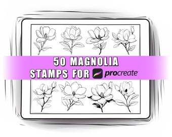 50 Magnolia Procreate Stamps: Botanical Flower Brushes (Digital Download)