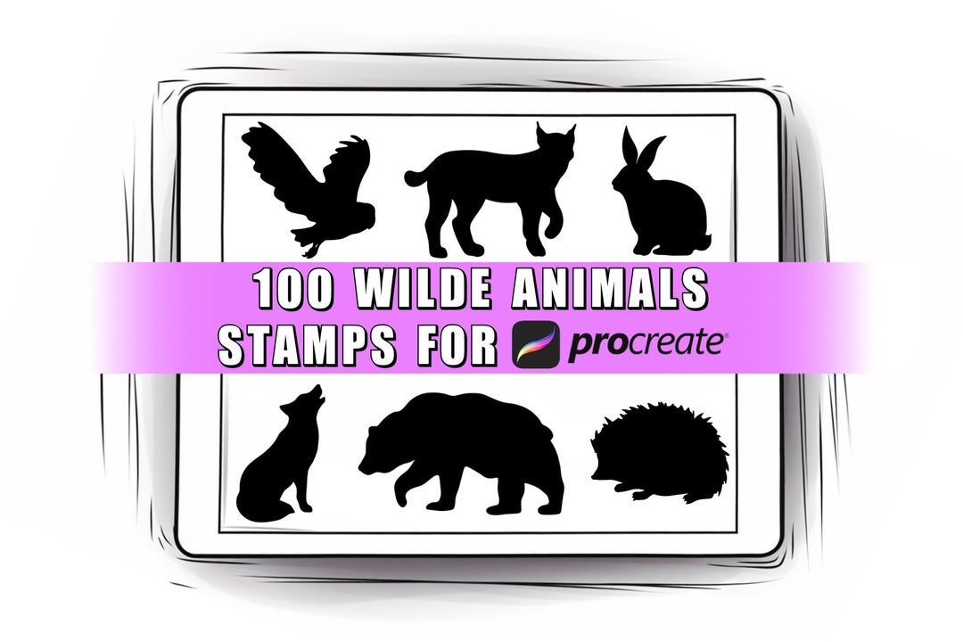100 Procreate Wild Animals Stamp Brushes | Animals Silhouette Procreate ...