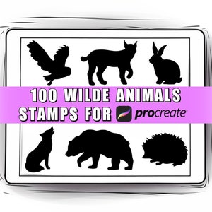 100 Procreate Wild Animals Stamp Brushes | Animals Silhouette Procreate Stamps | Wildlife Procreate Brushset | Procreate Animals