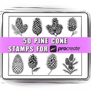 50 Pinceles para sellos de piñas de Procreate / Pino de Procreate / Sello de invierno / Piña de pino / Plantas navideñas / Navidad de Procreate / Árbol de Navidad