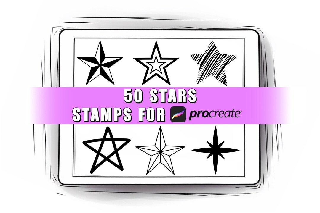 50 Procreate Stars Stamp Brush Set L Stars Procreate Stamps | Stars ...
