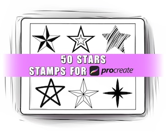 50 Procreate Stars Stamp Brush Set l Stars Procreate Stamps | Stars Procreate Brushes| Digital Stars | Sparkles | Procreate doodle
