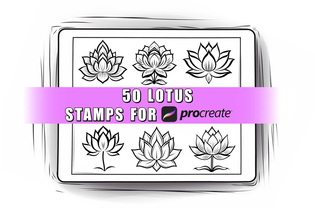 50 Lotus Procreate Stamps: Botanical Flower Brushes (digital Download ...