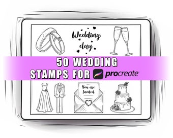 50 Wedding Procreate Stamps | Wedding Procreate Brushes | Wedding Stamp | Wedding Brushes | Procreate Bundle | Wedding Procreate
