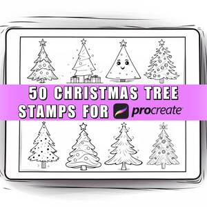 50 Christmas Tree Procreate Stamps Brushes | Christmas Tree Stamp | Christmas procreate stamp | Christmas Procreate | Winter stamps | Doodle